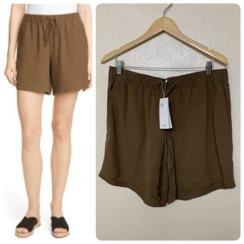 Eileen Fisher Brown Flowy Lounge Short Elastic Waist Drawstring boho Soft Earthy